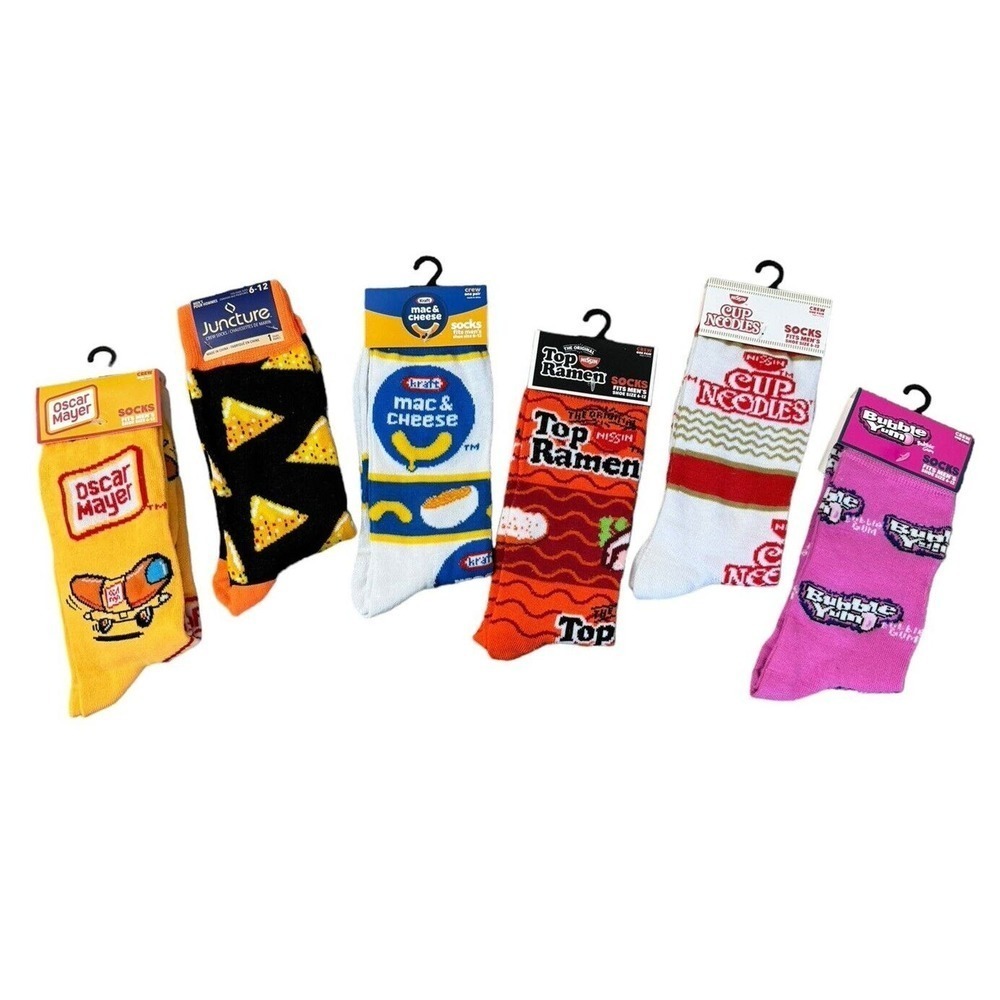 Odd Sox Novelty Crazy Socks Noodles Hot Dogs Pizza Mac Cheese Mens Sz 6-12 Crew - Picture 2 of 4